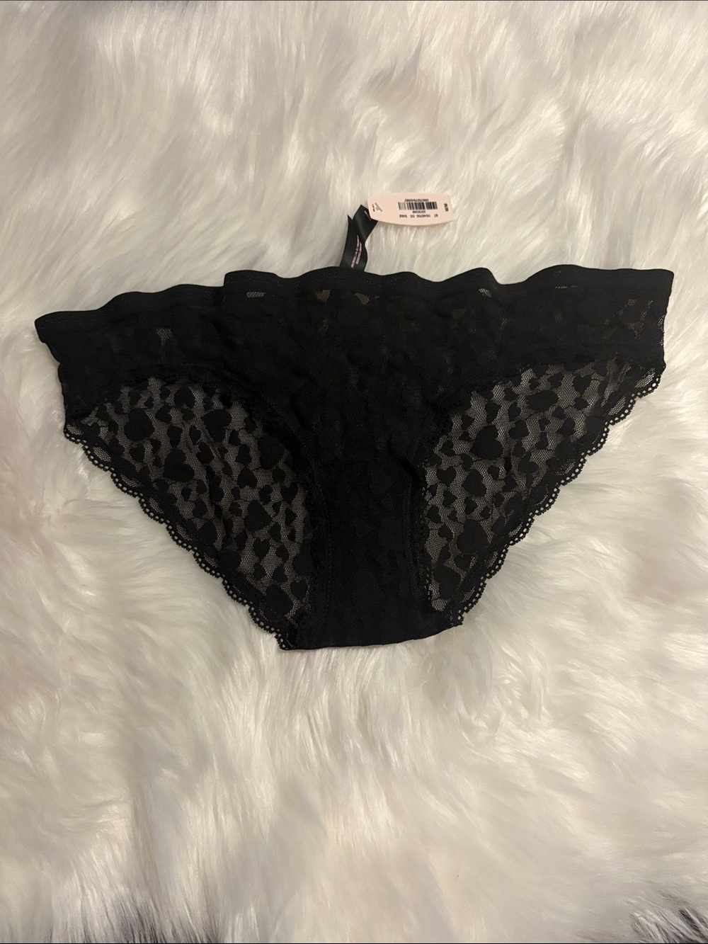 NWT Victoria’s Secret Black Lace Bikini Panty hearts M